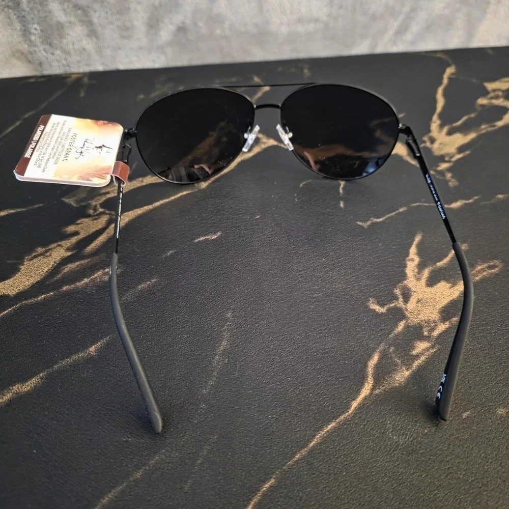 Foster Grant Aviator Sunglasses Dark Blue Lenses Silver Metal Frame NWT